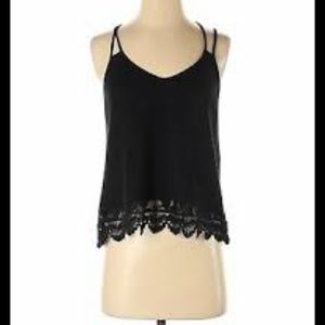 Express Black Tank Top with Lace Detail